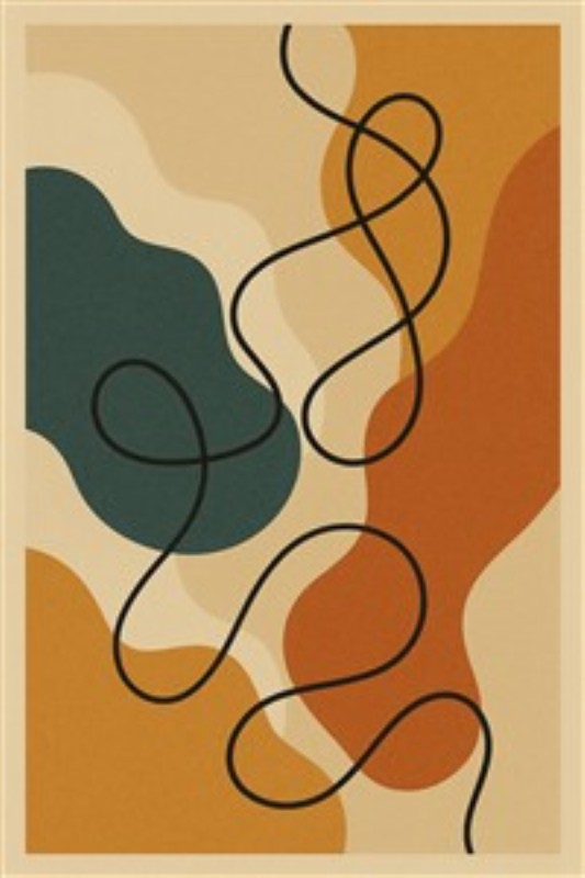 Farverig Abstrakt Komposition med Linjer - Oplev en livlig og dynamisk abstrakt kunst, der kombinerer bløde former og en dristig, sort linje. Dette værk bringer farve og energi ind i dit hjem og skaber en inspirerende atmosfære.
