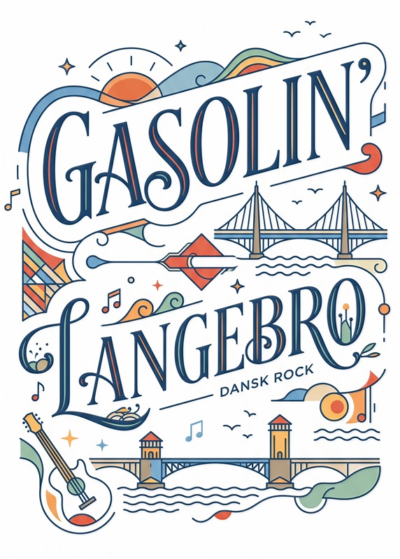 Gasolin' Langebro: Dansk Rock Plakat - Få en dose dansk rockhistorie med denne levende plakat, der hylder Gasolin' og Langebro. Med farverige illustrationer og musikalske elementer, vil den bringe liv til ethvert rum.
