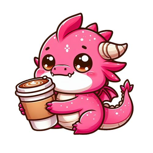 Sødt pink drage med kaffe