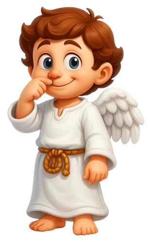 Sød engel dreng med brunt hår
