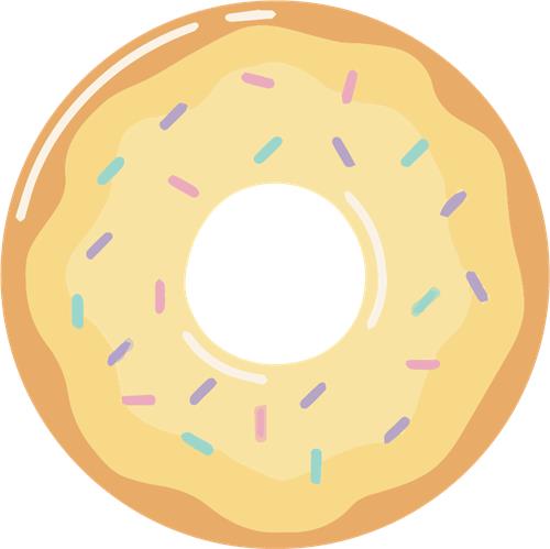 Farverig donut med glasur og drys