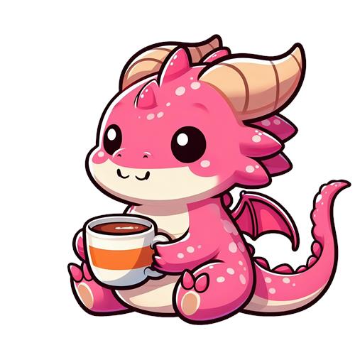 Sød rosa drage med kaffe