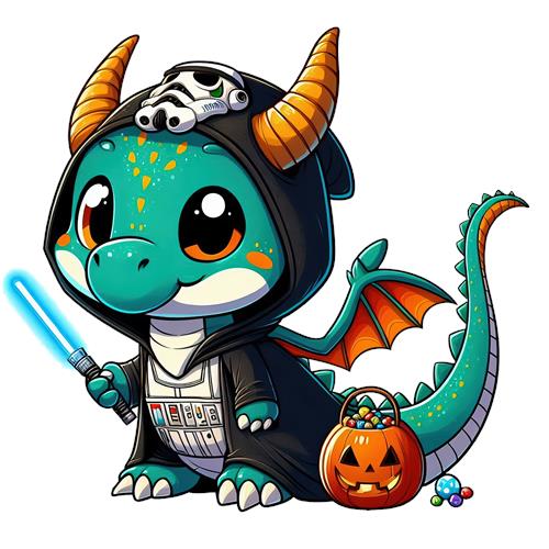 Sødt Halloween-drage med lysesabel