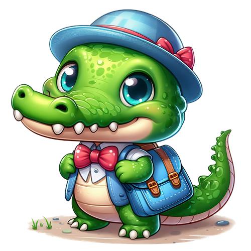Kawaii Krokodille i Skoleoutfit